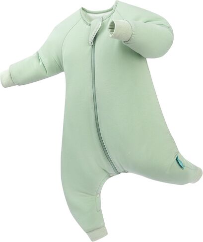 Baby Sleep Sack with Feet, Bamboo Long Sleeve 1.0 TOG Baby Sleeping Bag with Legs, 2-Way Zipper Wearable Blanket for Walkers, Sage in Kuwait