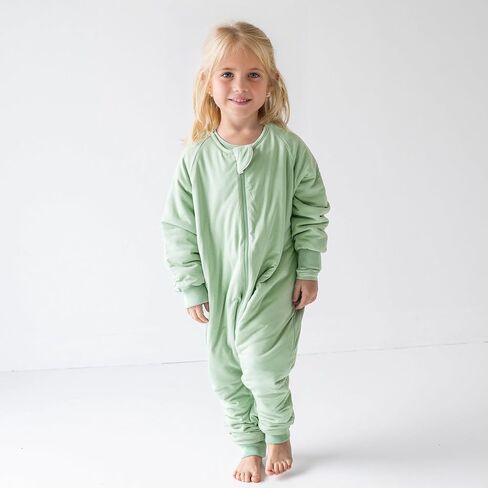 Baby Sleep Sack with Feet, Bamboo Long Sleeve 1.0 TOG Baby Sleeping Bag with Legs, 2-Way Zipper Wearable Blanket for Walkers, Sage in Kuwait