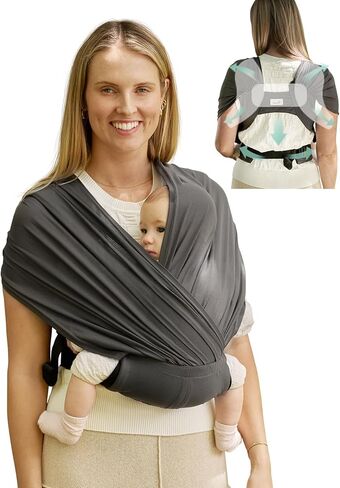 GROWNSY Comfy-Air Breathable Baby Carrier Newborn, 2-in-1 Mesh Baby Wraps Carrier for 7-35lbs, T-Webbing Zone Support, Ergonomic and Lightweight, Dark Grey in Saudi Arabia