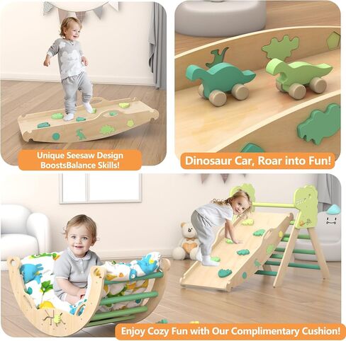 مثلث Pikler مع وسادة 9 في 1 ألعاب تسلق للأطفال الصغار 1-3 داخلي تسلق الأطفال الصالحة الرياضية الصغار Montessori ألعاب خشبية مع متاهة ، لعبة فرز الشكل ، سيارة الديناصور in Kuwait