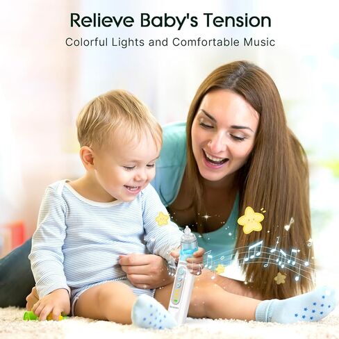 Nasal Aspirator for Baby,Rechargeable Nose Sucker for Baby,Baby Nasal Aspirator with 3 Silicone Tips,Adjustable Suction ,Waterproof Booger Sucker for Baby with Music and Light Function,Blue in Kuwait
