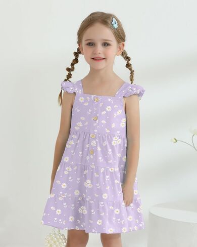 Toddler Girl Dress Summer Baby Girls Dresses 2025 Fly Sleeve Casual Floral Princess Toddler Dresses in Saudi Arabia