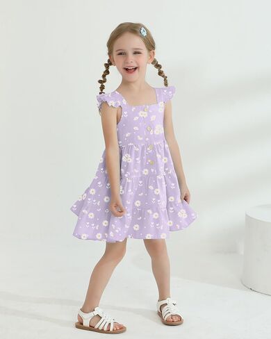 Toddler Girl Dress Summer Baby Girls Dresses 2025 Fly Sleeve Casual Floral Princess Toddler Dresses in Saudi Arabia