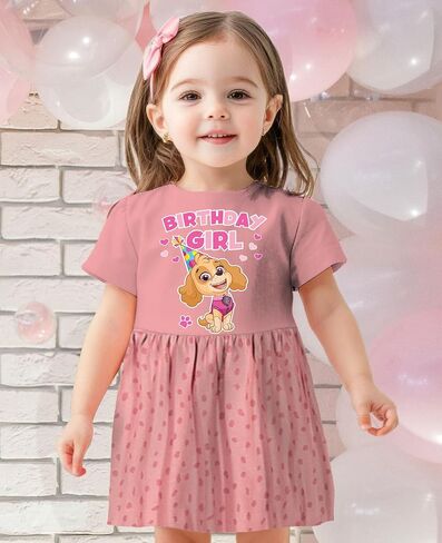 Tstars Paw Patrol Skye Dress Toddler Girl Birthday Spring Summer Outfit | Soft licensed Skye dress; great for birthday party, spring summer wear, pink pup fans, toddler girl gift in Saudi Arabia