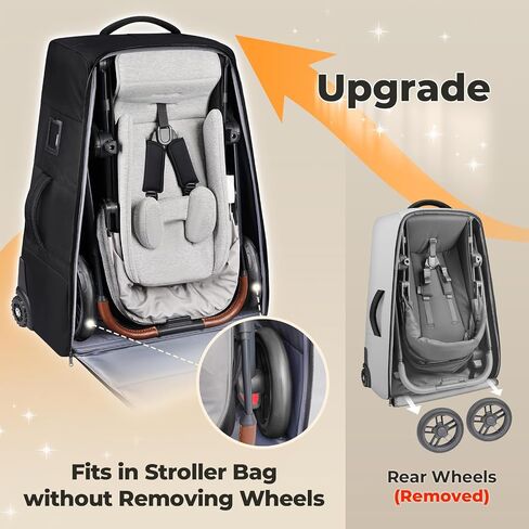 YOREPEK No Wheel Removal Needed Stroller Bag for Airplane Travel | Fits UPPAbaby Vista & Cruz V2/V3, Padded Protective Stroller Cover, Quick Foldable, Inner Pocket for Baby Essentials in Saudi Arabia