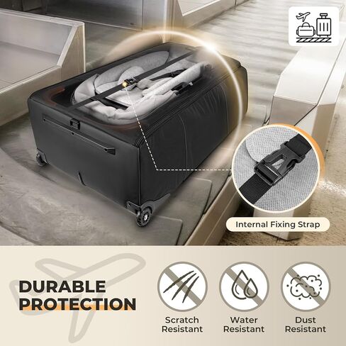YOREPEK No Wheel Removal Needed Stroller Bag for Airplane Travel | Fits UPPAbaby Vista & Cruz V2/V3, Padded Protective Stroller Cover, Quick Foldable, Inner Pocket for Baby Essentials in Saudi Arabia