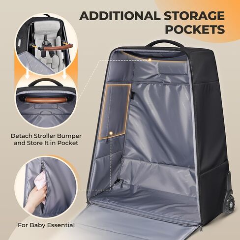 YOREPEK No Wheel Removal Needed Stroller Bag for Airplane Travel | Fits UPPAbaby Vista & Cruz V2/V3, Padded Protective Stroller Cover, Quick Foldable, Inner Pocket for Baby Essentials in Saudi Arabia