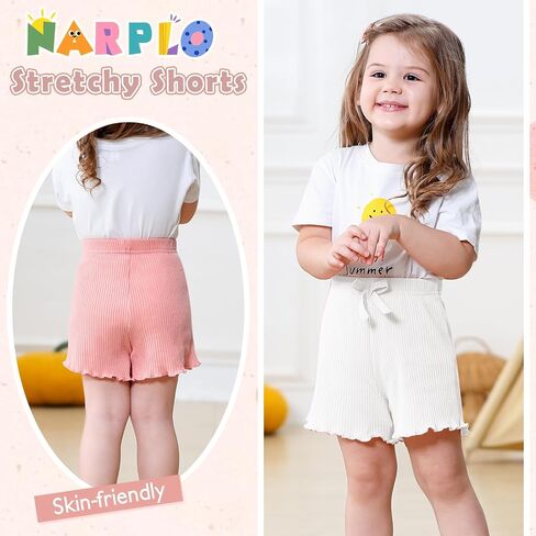 3 Pack Baby Toddler Girl Shorts Ribbed Infant Girls Solid Color Soft Elastic Bow Waist Ruffle Summer Casual Shorts in Kuwait