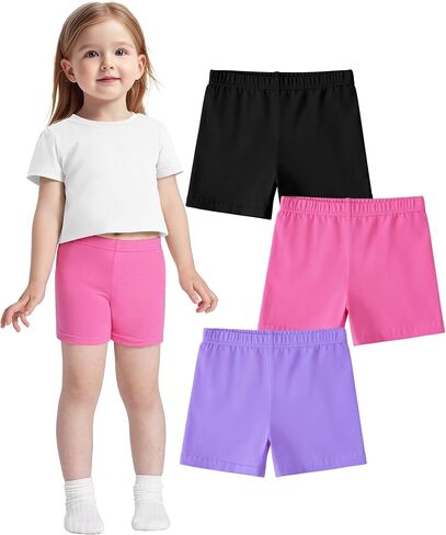 3 Pack Baby Girls Bike Shorts Toddler Girl Athletic Dance Short Soft Cotton Summer Clothes Size 18M-5T in Saudi Arabia