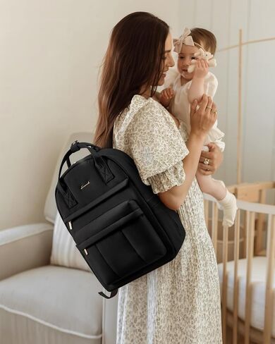 LOVEVOOK Puffer Diaper Bag Backpack, Lightweight 30L Baby Bag with Changing Pad, Large Diaper Backpack for Mom Dad with Stroller Buckles, Black in Saudi Arabia