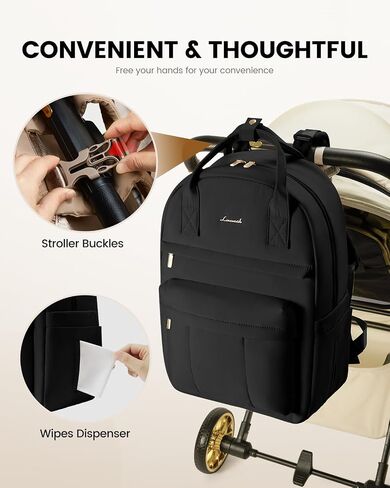LOVEVOOK Puffer Diaper Bag Backpack, Lightweight 30L Baby Bag with Changing Pad, Large Diaper Backpack for Mom Dad with Stroller Buckles, Black in Saudi Arabia