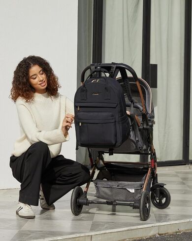 LOVEVOOK Puffer Diaper Bag Backpack, Lightweight 30L Baby Bag with Changing Pad, Large Diaper Backpack for Mom Dad with Stroller Buckles, Black in Saudi Arabia