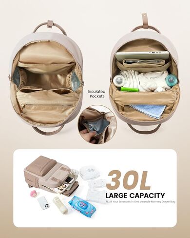 حقيبة Buff Lovevook Puffer Diaper ، حقيبة طفل 30L خفيفة الوزن مع وسادة تغيير ، حقيبة ظهر كبيرة لأمي أبي مع أبازيم عربة ، أسود in Kuwait