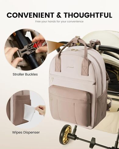 حقيبة Buff Lovevook Puffer Diaper ، حقيبة طفل 30L خفيفة الوزن مع وسادة تغيير ، حقيبة ظهر كبيرة لأمي أبي مع أبازيم عربة ، أسود in Kuwait