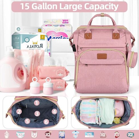 Diaper Bag Backpack for Mom and Dad, Large Capacity Baby Travel Bag with USB Charging Port, Waterproof Foldable Baby Bag for Boys and Girls, Stylish Maternity Backpack for Travel & Hospital， Black in Kuwait