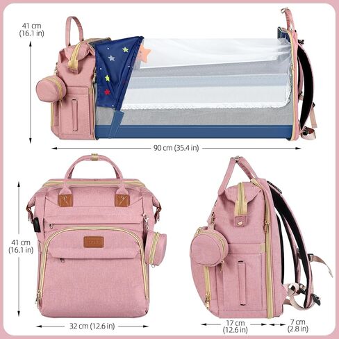 Diaper Bag Backpack for Mom and Dad, Large Capacity Baby Travel Bag with USB Charging Port, Waterproof Foldable Baby Bag for Boys and Girls, Stylish Maternity Backpack for Travel & Hospital， Black in Kuwait