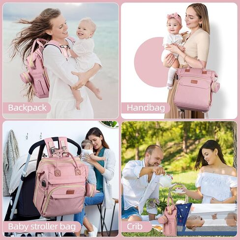Diaper Bag Backpack for Mom and Dad, Large Capacity Baby Travel Bag with USB Charging Port, Waterproof Foldable Baby Bag for Boys and Girls, Stylish Maternity Backpack for Travel & Hospital， Black in Kuwait