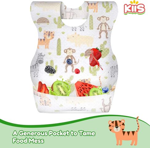 KIIS Disposable Baby Bibs for Travel - Paper Bibs for Infant, Toddlers & Kids - Travel & Daycare Essentials, 20 Count in Saudi Arabia