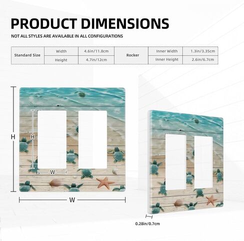 Turtle Beach Village Wood 2-Gang GFCI Double Decore Decord Plate Decorator Outlet Switch Switch Plate Paceplate Tortoise Marine Marine Doys Boys Bedroom Compery Decory in Kuwait