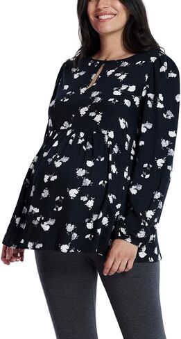 Motherhood Maternity Women's Long Sleeve Empire Waist Keyhole Woven Pregnancy Blouse in Kuwait