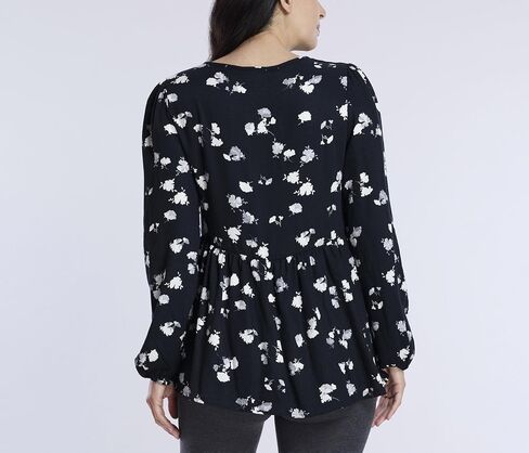 Motherhood Maternity Women's Long Sleeve Empire Waist Keyhole Woven Pregnancy Blouse in Kuwait
