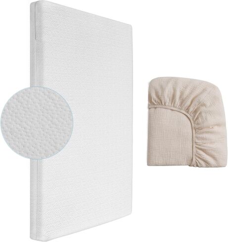 Mini Crib Mattress, 2-Stage Dual Firmness with High Density Support Foam and Cooling Gel Memory Form, 38 x 24inch Mini Mattress for Crib with Ultra-Soft Jacquard Cover, Washable, White in Saudi Arabia