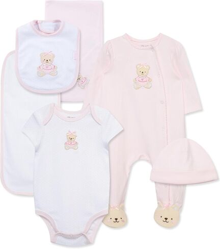 Little Me Baby Layette Gift Set - Footie and Cap, Onesie, 3-Piece Bib And Burp Set, Swaddling Blanket, Baby Shower Gifts in Saudi Arabia