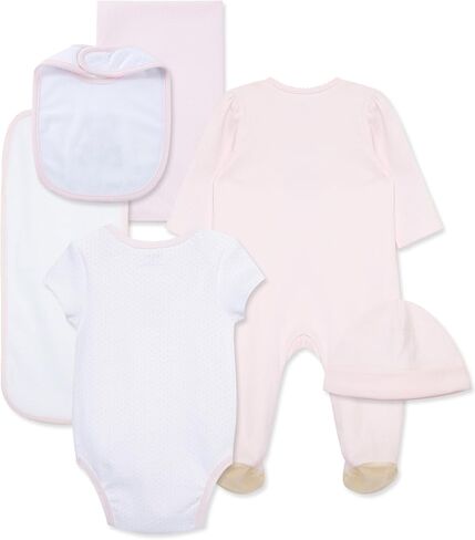 Little Me Baby Layette Gift Set - Footie and Cap, Onesie, 3-Piece Bib And Burp Set, Swaddling Blanket, Baby Shower Gifts in Saudi Arabia