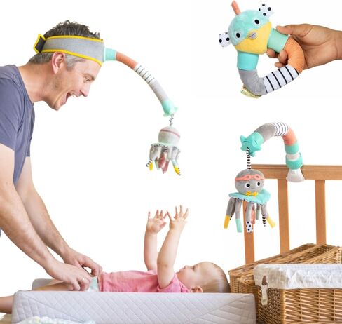 DINGLE DANGLE - Baby Gift Set - 3 in 1 Diaper Changing Helper Headband, Baby Mobile, & Sensory Rattle; Newborn Essentials Must Have - Great Baby Registry or Shower Gift - Featured on Shark Tank in Saudi Arabia