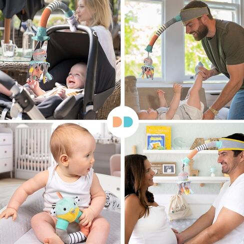 DINGLE DANGLE - Baby Gift Set - 3 in 1 Diaper Changing Helper Headband, Baby Mobile, & Sensory Rattle; Newborn Essentials Must Have - Great Baby Registry or Shower Gift - Featured on Shark Tank in Saudi Arabia