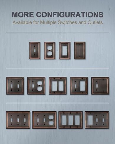 Pure White 2 Toggle/1 Decorator Wall Plates, 1-Pack Combo Double Toggle/Single Rocker Switch Plates, Durable Metal, 3-Gang, 6.77''*4.88'', Midsize in Kuwait