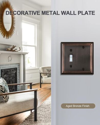 Pure White 2 Toggle/1 Decorator Wall Plates, 1-Pack Combo Double Toggle/Single Rocker Switch Plates, Durable Metal, 3-Gang, 6.77''*4.88'', Midsize in Kuwait