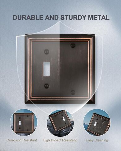 Pure White 2 Toggle/1 Decorator Wall Plates, 1-Pack Combo Double Toggle/Single Rocker Switch Plates, Durable Metal, 3-Gang, 6.77''*4.88'', Midsize in Kuwait