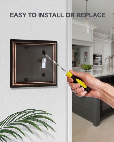 Pure White 2 Toggle/1 Decorator Wall Plates, 1-Pack Combo Double Toggle/Single Rocker Switch Plates, Durable Metal, 3-Gang, 6.77''*4.88'', Midsize in Kuwait