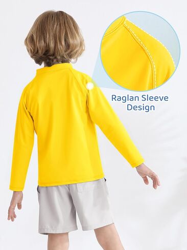 Cooraby Baby Toddler Boys Long Sleeve Rash Guard Swim Shirts UPF 50+ Sun Protection Zip Up Quick-Dry Water Beach Shirts in Saudi Arabia