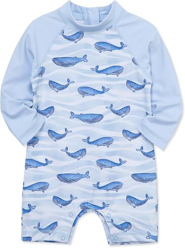 Little Me Clothes for Baby Boys' Long Sleeve Full Coverage Rash Guard Suit, 6-24 Months in Kuwait