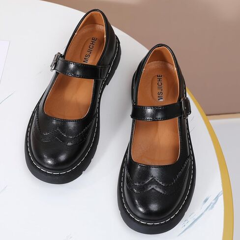 Mary Jane Shoes Women Platform غير كلاسيكيات غير كلاسيكية جولة إصبع القدم في الكاحل Brogues Style Comfort Comfor in Kuwait