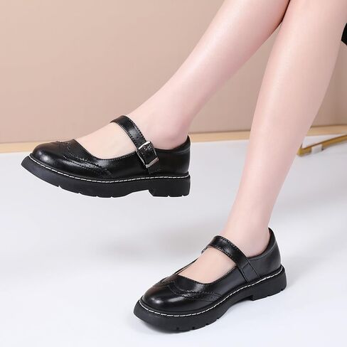 Mary Jane Shoes Women Platform غير كلاسيكيات غير كلاسيكية جولة إصبع القدم في الكاحل Brogues Style Comfort Comfor in Kuwait