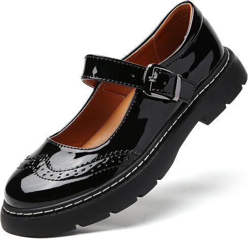 Mary Jane Shoes Women Platform غير كلاسيكيات غير كلاسيكية جولة إصبع القدم في الكاحل Brogues Style Comfort Comfor in Kuwait