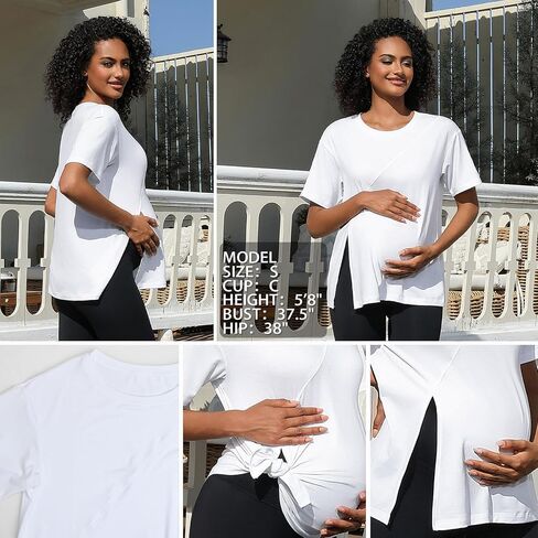 قمصان الأمومة النسائية الأمومة القصيرة بأكمام الحمل قمم البلوز in Kuwait