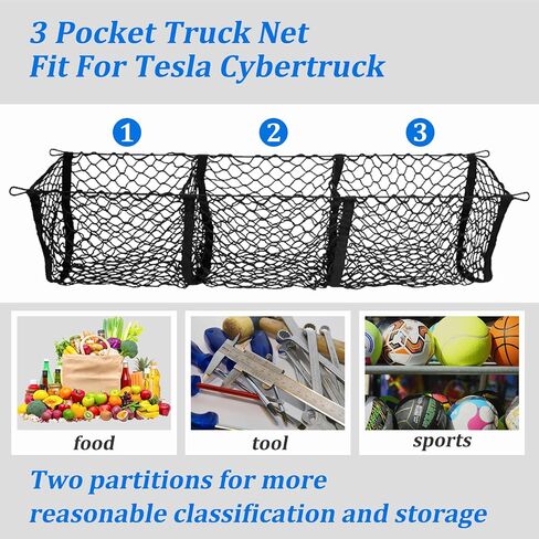 Cybertruck Cargo Net for Tesla Cybertruck 2024 Cargo Net Divider Stretchable, Adjustable Elastic Trunk Storage Net with Hook, Aluminum Alloy Truck Bed Divider Organizer Net in Saudi Arabia