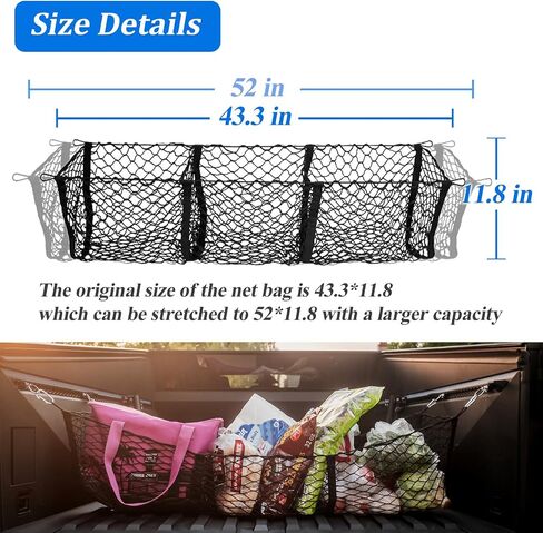 Cybertruck Cargo Net for Tesla Cybertruck 2024 Cargo Net Divider Stretchable, Adjustable Elastic Trunk Storage Net with Hook, Aluminum Alloy Truck Bed Divider Organizer Net in Saudi Arabia