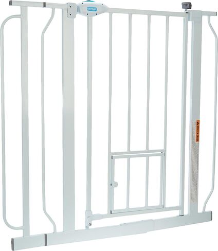 Carlson Extra Wide Walk Through Pet Gate with Small Pet Door, Includes 4-Inch Extension Kit, Pressure Mount Kit and Wall Mount Kit, Black in Saudi Arabia