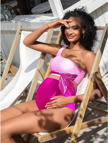 Bhome Maternity One Shoulder High Waisted Bikini Sets Two Piece Tie Front Swimsuit Padded Bathing Suits for Pregnant Women in Saudi Arabia