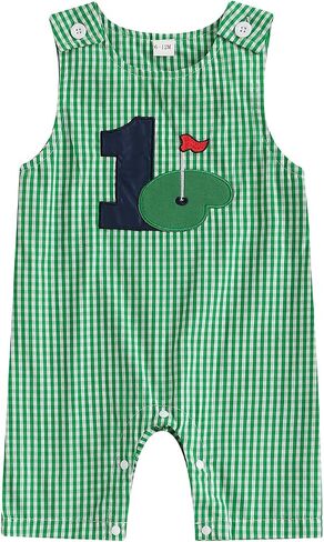 Amiblvowa 1st First Birthday Outfit Boy Baby Sleeveless One Embroidery Romper Jumspuit Smash Cake 1 Year Old Clothes in Saudi Arabia