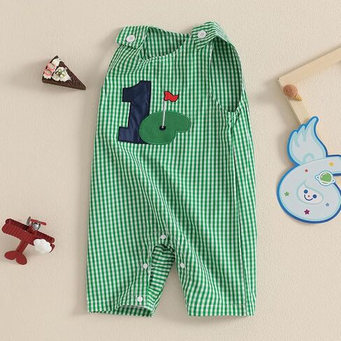 Amiblvowa 1st First Birthday Outfit Boy Baby Sleeveless One Embroidery Romper Jumspuit Smash Cake 1 Year Old Clothes in Saudi Arabia