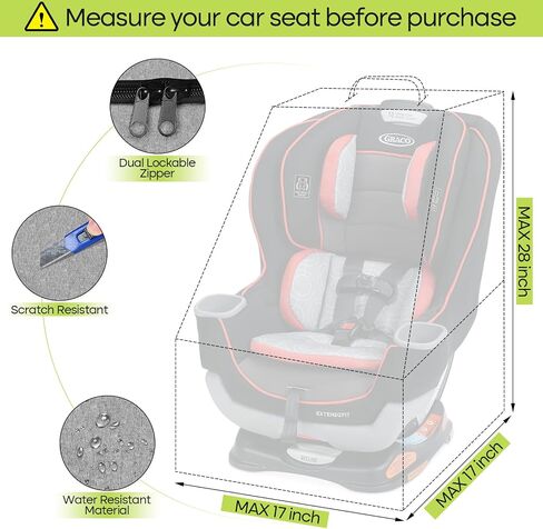 ZRRAJOY Padded Car Seat Travel Bag for Airplane, Heavy Duty Backpack for Air Travel, Water-Resistant Carrier with Shoulder Strap, Fits Most Car Seats (Black) in Saudi Arabia