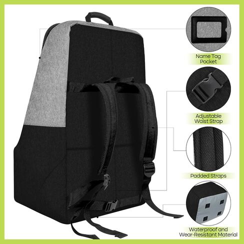 ZRRAJOY Padded Car Seat Travel Bag for Airplane, Heavy Duty Backpack for Air Travel, Water-Resistant Carrier with Shoulder Strap, Fits Most Car Seats (Black) in Saudi Arabia