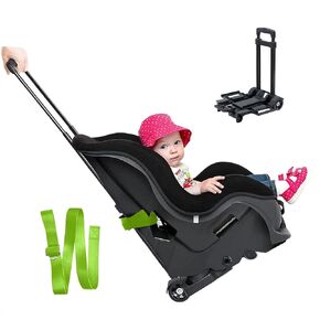 Car Seat Stroller, Car Seat Carrier for Airport with Wheels and Compact Fold, Foldable Carseat Travel Cart with Belt