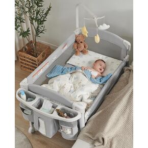 5 in 1 Baby Bassinet Bedside Sleeper, Baby Bedside Crib 5 Functions, Bedside Sleeper, Bassinet Crib, Changing Station for Newborn Baby